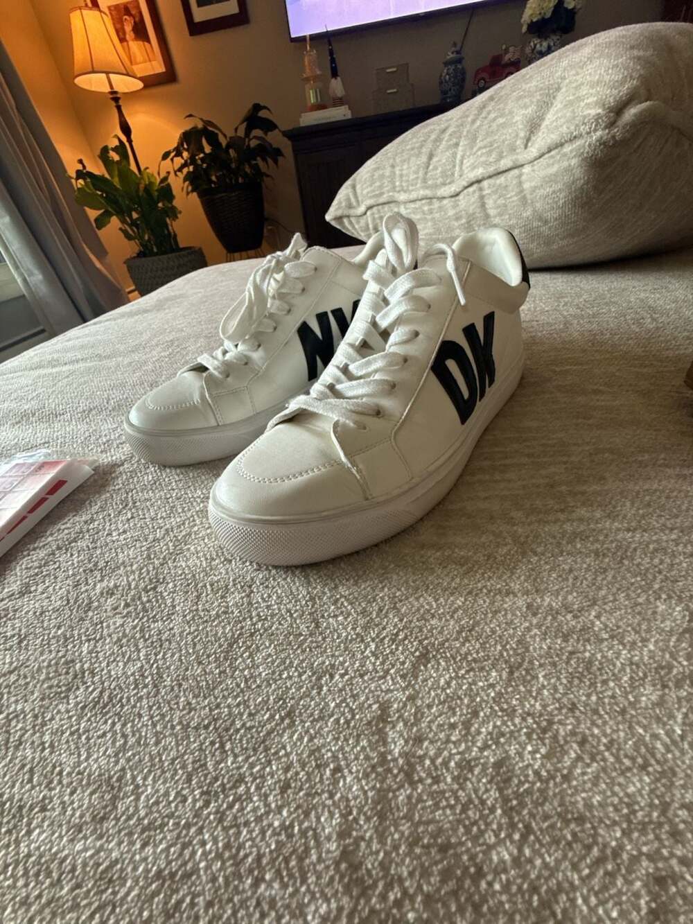 DKNY Abeni Women's White and Black Logo Low Top Sneakers